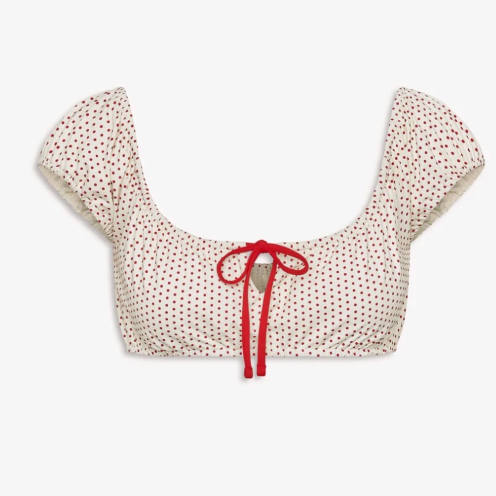 NWOT Frankie’s bikinis x BELLA HADID Angel Bikini Top - Strawberry Polka Dot